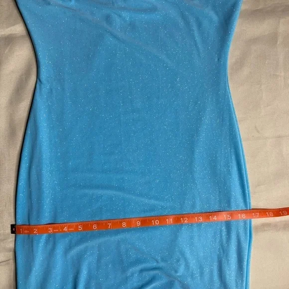 Sparkle Bandeau Blue Strapless Dress - Picture 9 of 13